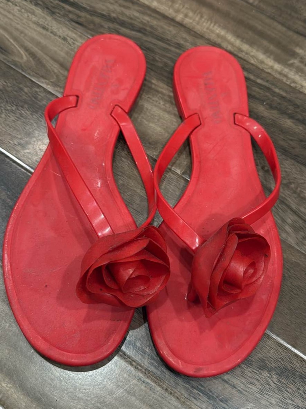 Valentino Red Floral Jelly Sandals